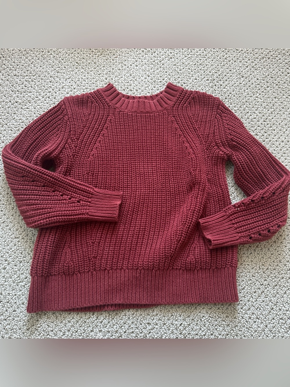 Everlane burgundy 100% cotton knit sweater chunky XS